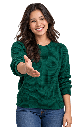 Chica sonriente extendiendo la mano